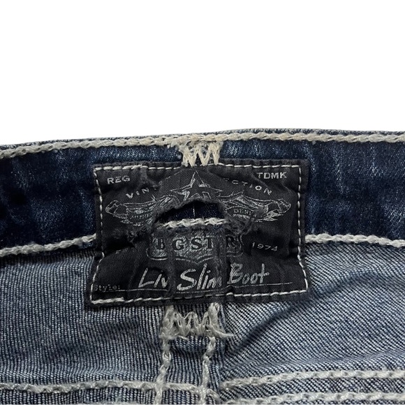 Big Star Liv Slim Boot Women Dark Wash Jeans Sz 30Lx34 Flap Pockets Thick Stitch - Picture 7 of 15